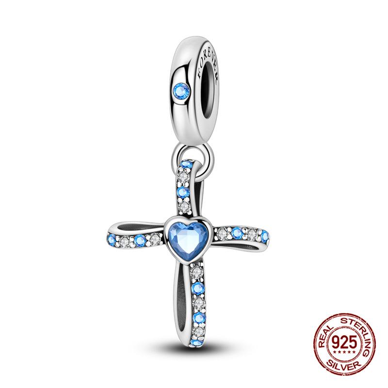 Original Charms Copper Fashion Synthetic Zircon Cross Series Charm Bead Fit 3Mm Original Bracelet For Women Diy Jewelry Gift