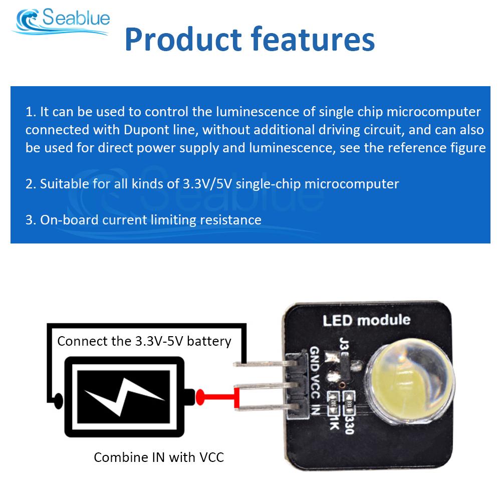 DC 3.3V-5V 10mm luminous module LED light sensor LED indicator light red green blue yellow white For Arduino
