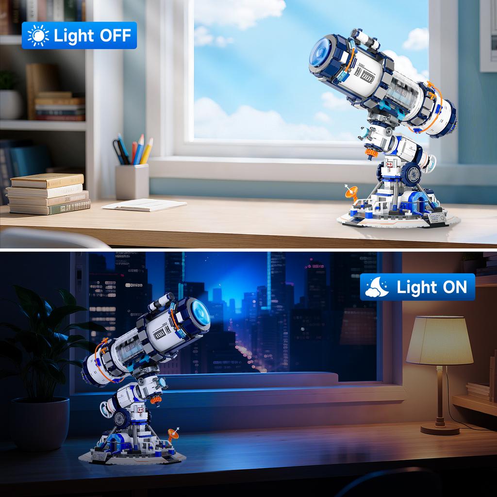 Space Telescope Building Block Set with Lighting, 995 PCS, STEM Birthday Holiday Collectible Gift for Space Enthusiasts, Kid 8+