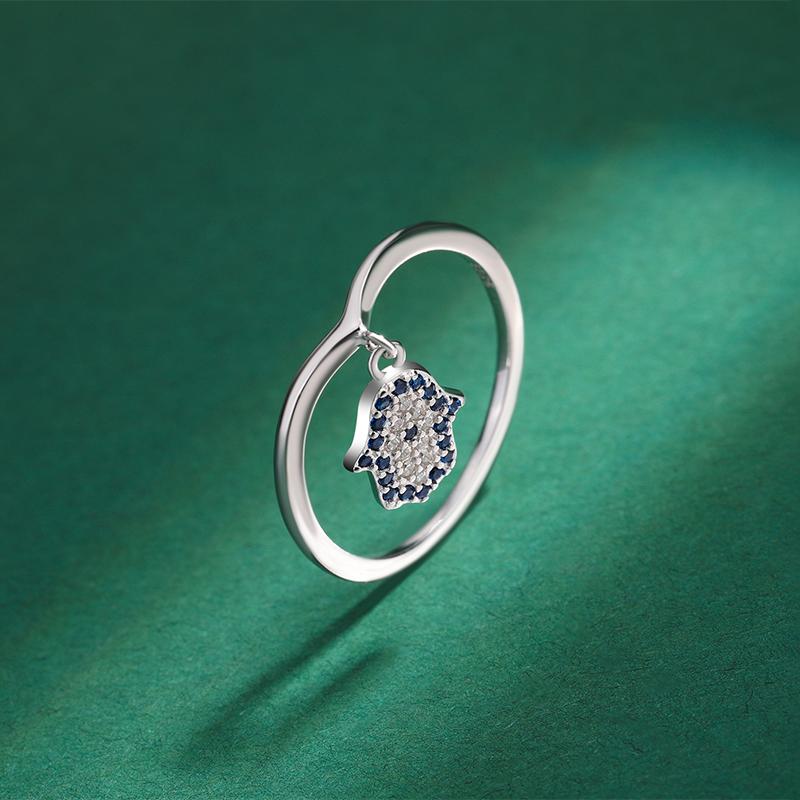 Creative Sapphire Hand Palm Round Full Zircon Couple 925 Silver Ring for Women Original Sterling Silver Anniversary Gift Jewelry