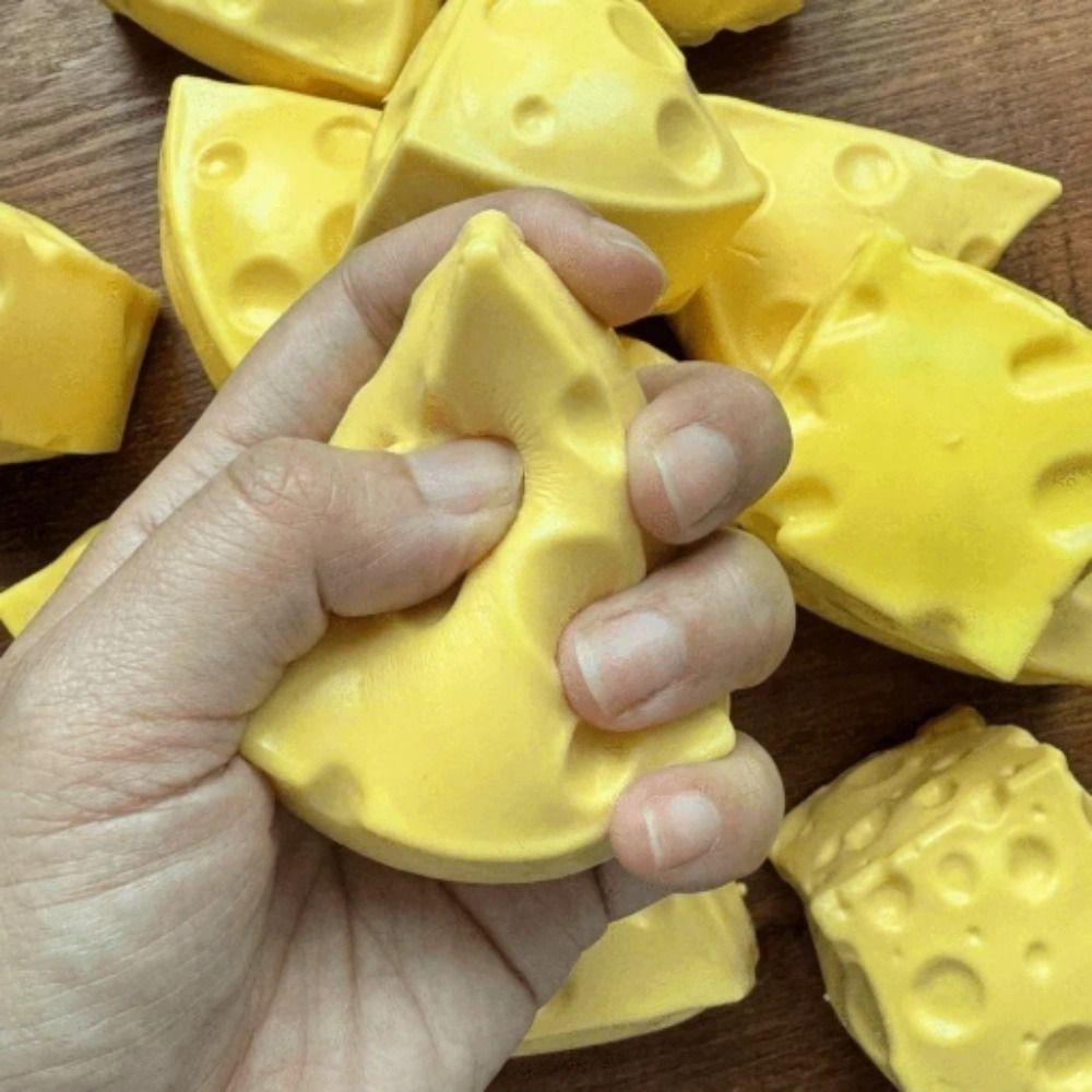 Super Soft Cheese Squeezed Cube Anxiety Relief Cheese Stress Ball Portable Cheese Pinch  Office