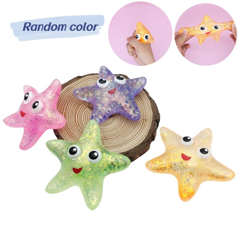 Niedlicher Stern Malzzucker Squeeze Ball Spielzeug Stressabbau Seestern Augen Dekompression Fünfzackiger Stern Plastik)