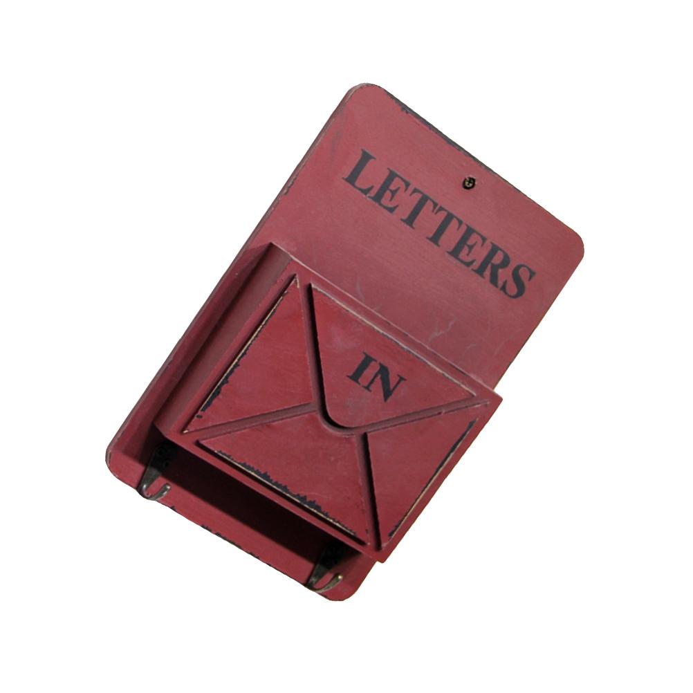 Настенная деревянная полка-органайзер для почты с двумя крючками держатель для ключей стойка для хранения почты и писем для дома домашняя полка красный 3680₽