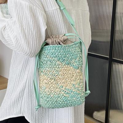 Straw Bucket Bags for Women Luxury Designer Quality Rattan Weaving Handbags  Fashion Trend Beach Shoulder Bags and Wallets