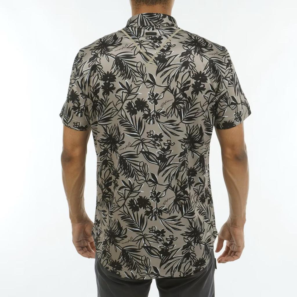 Andrews Short Sleeve Polo Shirt Botanical Golf LL St. Men's (COOLMAX Moisture-Wicking, Quick-Drying, Pattern) / / 042-4160557 040_Beige,