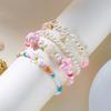 Boho Layered Resin Pearl Bracelet Set for Women Seed Bead Plumeria Flower Bow Starfish Turtle Surfer Girl Summer Jewelry