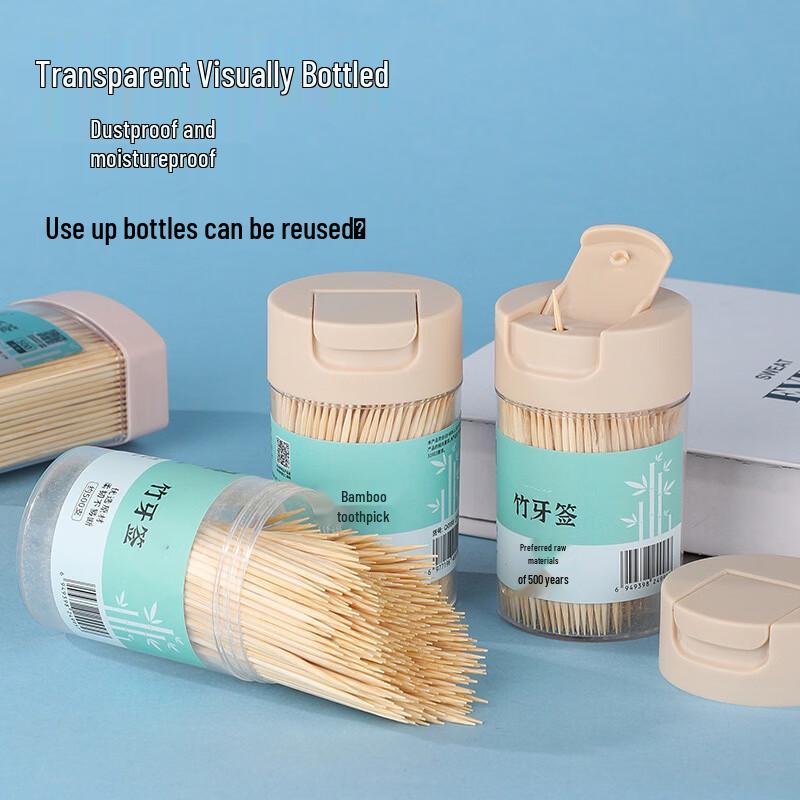 Premium Double-Ended Bamboo Toothpicks, 30 Bottles