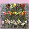 Long Pu Threehead Lily Artificial Flower Decor For Home And Photography Displays