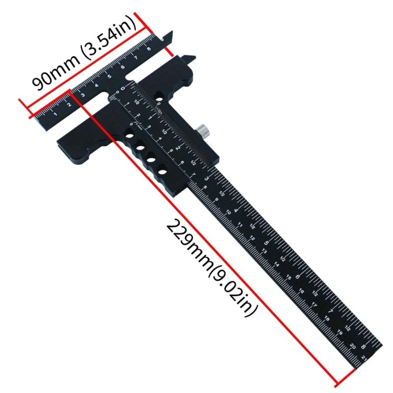 T-Square Ruler, Adjustable Aluminum Alloy Scriber Drawing T-Ruler for Carpentry Measuring Woodworking Line Drawing