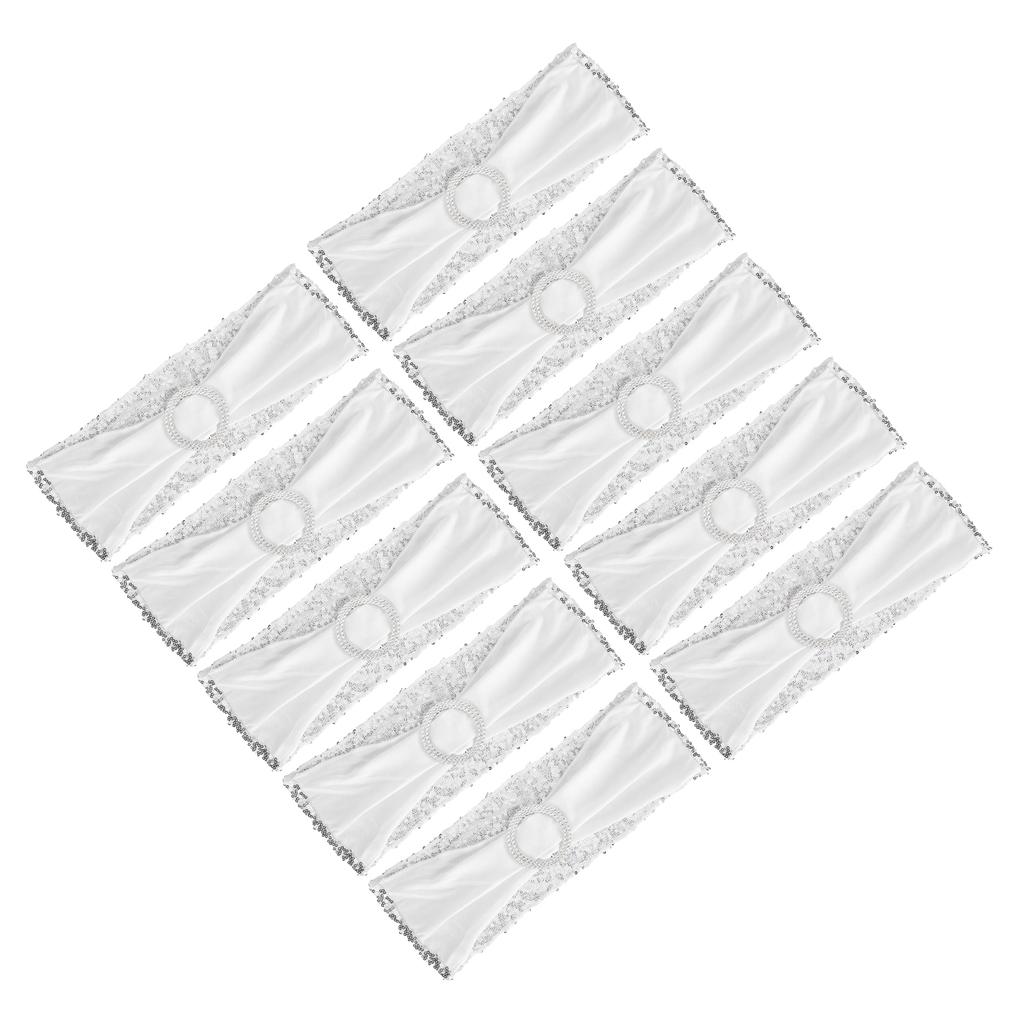 10Pcs Chair Sash Washable Elastic Chair Cover Band Decoration Set for Wedding Party Banquet