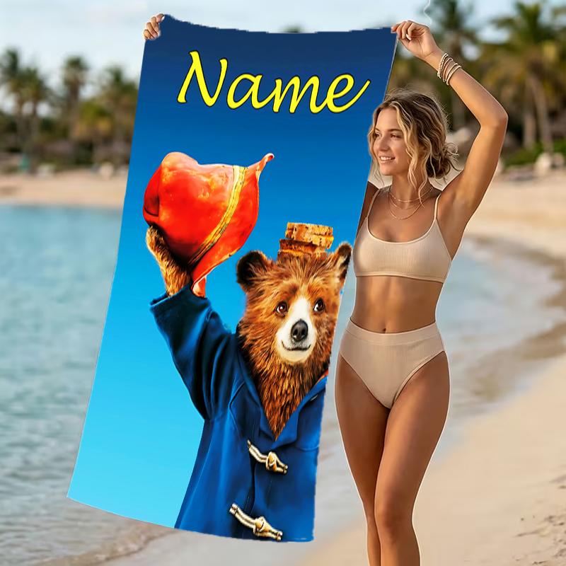 Customizable personalized beach towels Paddington Bear themed designs.Suitable for the beach, yoga, sports;ideal as beach accessories