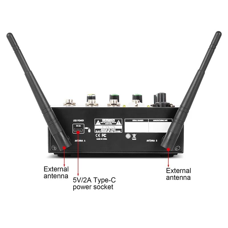 Wireless Microphone With Audio Mixer 4 Channels Karaoke Bluetooth Mic DJ For Studio TV Computer Home Party Show Church Wedding
