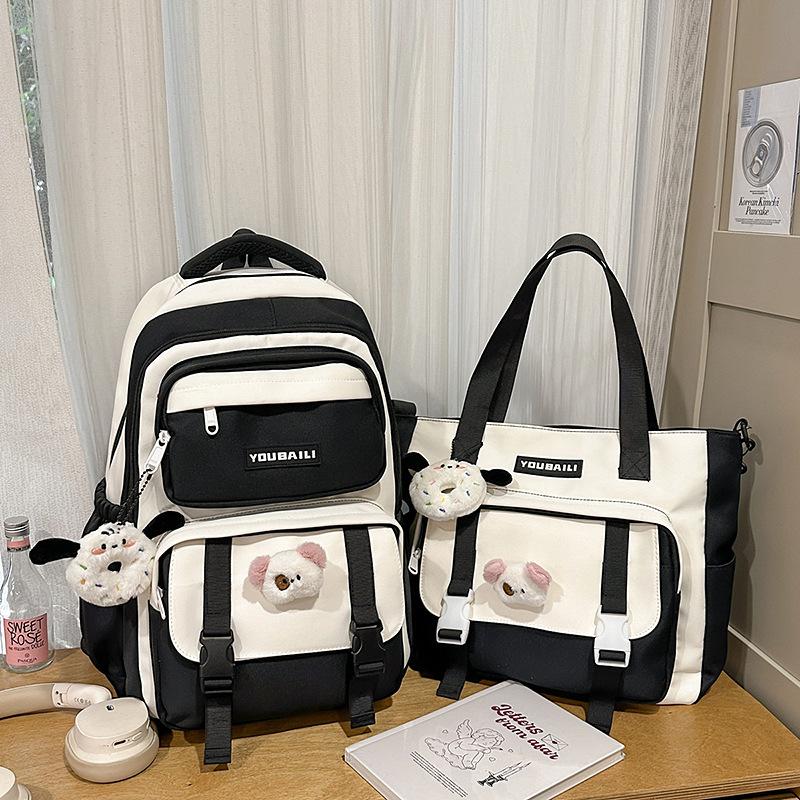 New High-value College Style, Fresh and Sweet Backpack, Contrasting Color Splicing Make-up Bag, Junior High School Student Backpack