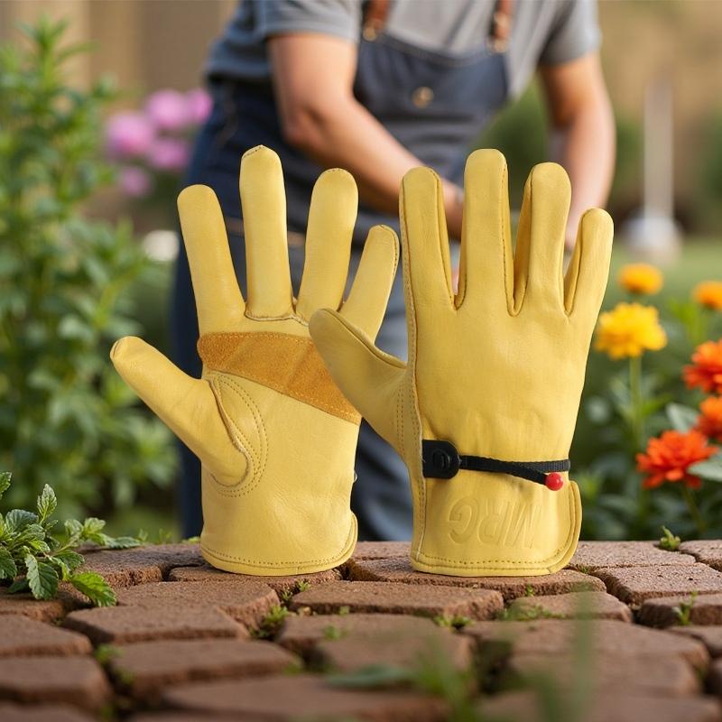 Yellow Cowhide Protective Gloves, Wear-resistant Work Gloves, Labor Protection Gloves