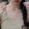 Turquoise New Chinese Style Multi-Strand Beaded Necklace, Versatile and Fashionable with a Unique Personality1.5mm Layered clavicle chain