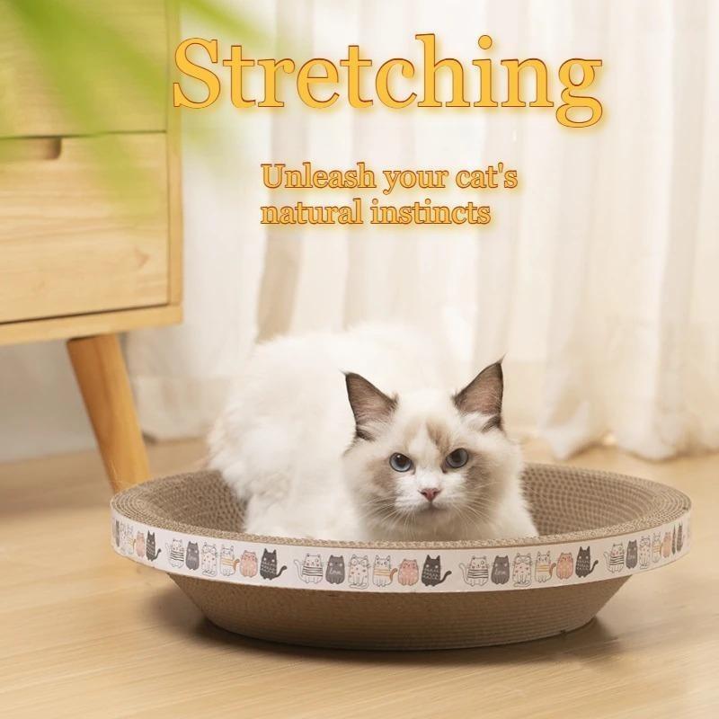 Corrugated Cat Scratcher Cat Scrapers Round Oval Grinding Claw Toys for Cats Wear-Resistant Cat Bed Nest Cat Accessories Cat Tre