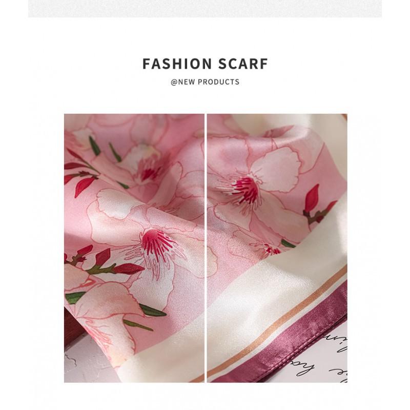100% Mulberry Silk Scarf Women's Printed Small Square All-match Light Luxury Thin