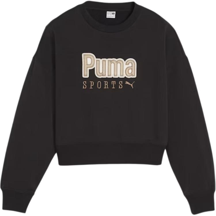 

Puma Team Oversized Crew Neck Sweatshirt With Logo Print Women Sweatshirts Black 624318-01 XS