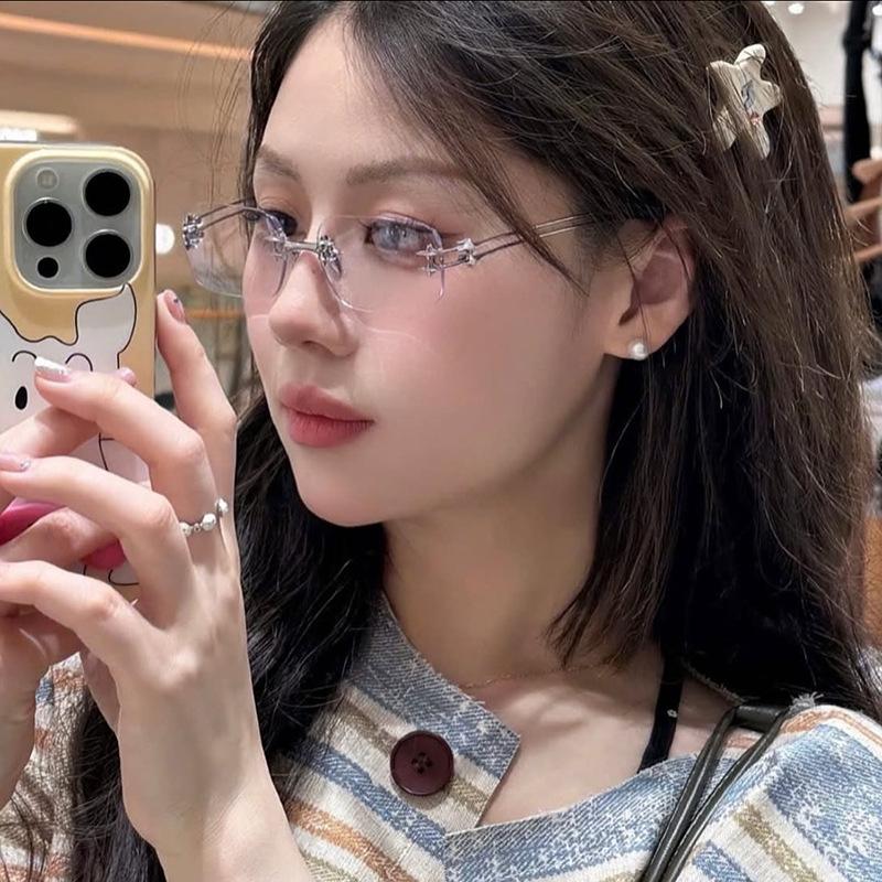 Square metal frameless sunglasses new sunglasses Internet celebrity sunglasses concave women