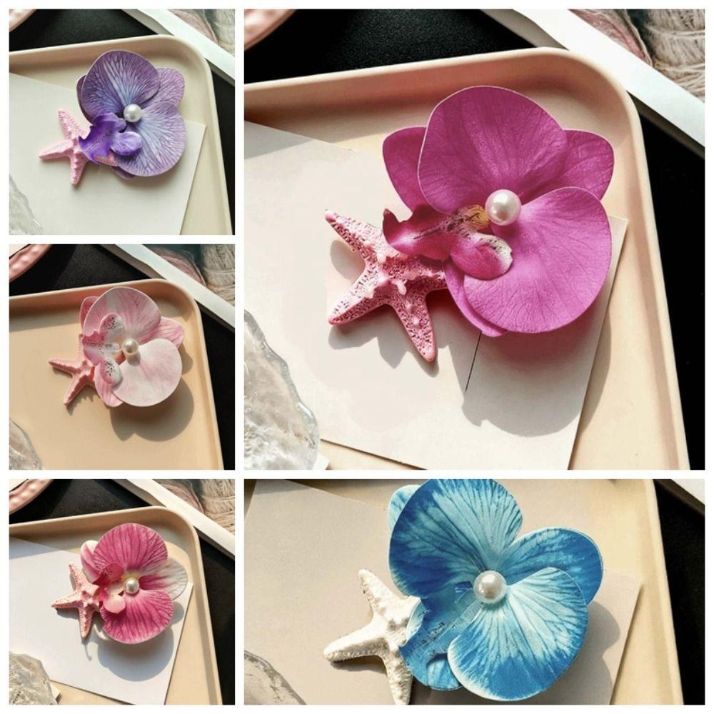 5 PCS Korean Style Starfish Flower Hair Clip Sweet Moth Orchid Side Clip Beach