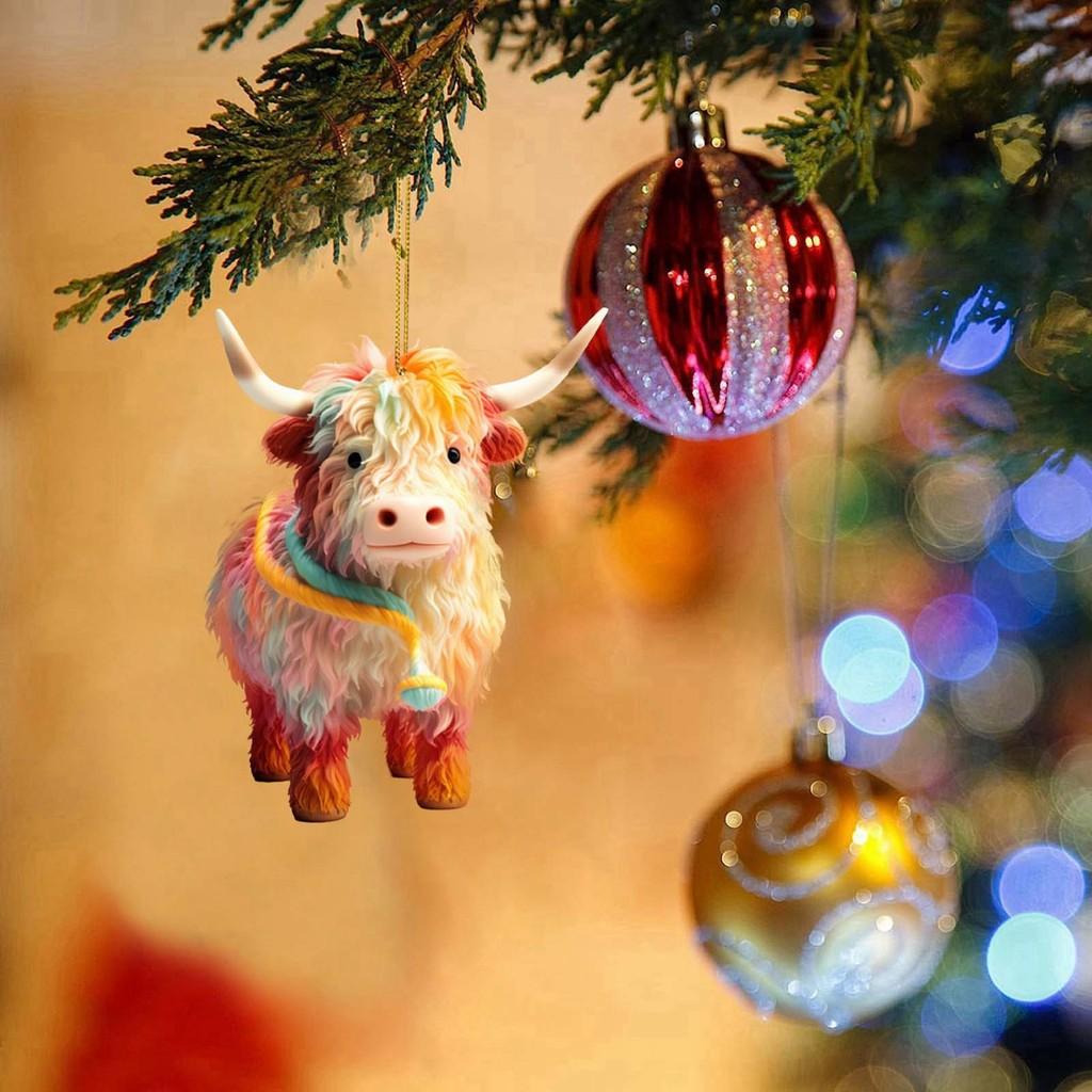 2023 Colorful Cute Acrylic Cow Car Accessory Adorable Cartoon Style For Decor Vehicle