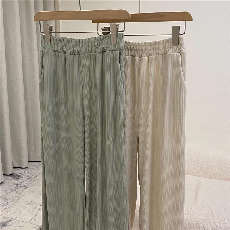 Women's Quality Wide-Leg High-Waist Casual Pants - Trendy 2024 Solid Color Straight Sports Trousers