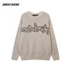 Men's American Vintage Deer Fleece Thick Knit Sweater Jacquard Crew Neck Thermal Top Winter Warm