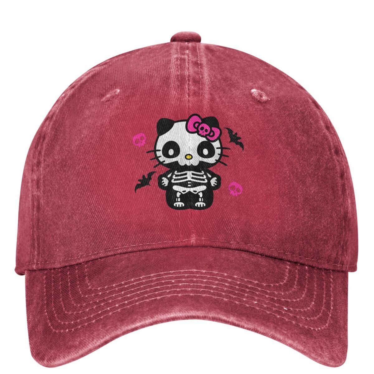 

Halloween Hello Kitty Cute Cartoon Japan Vintage Casual Baseball Cap Spring Trucker Hat Snapback Cap FeUnisex Unisex Baseball Caps 1200ml