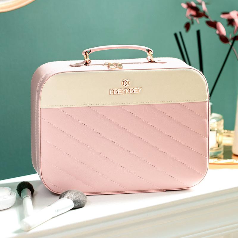 

Large-capacity Handheld Makeup Box Leather Portable Travel Toiletries Organizer Waterproof Wash Bathing Cosmetic Bag Female Bags