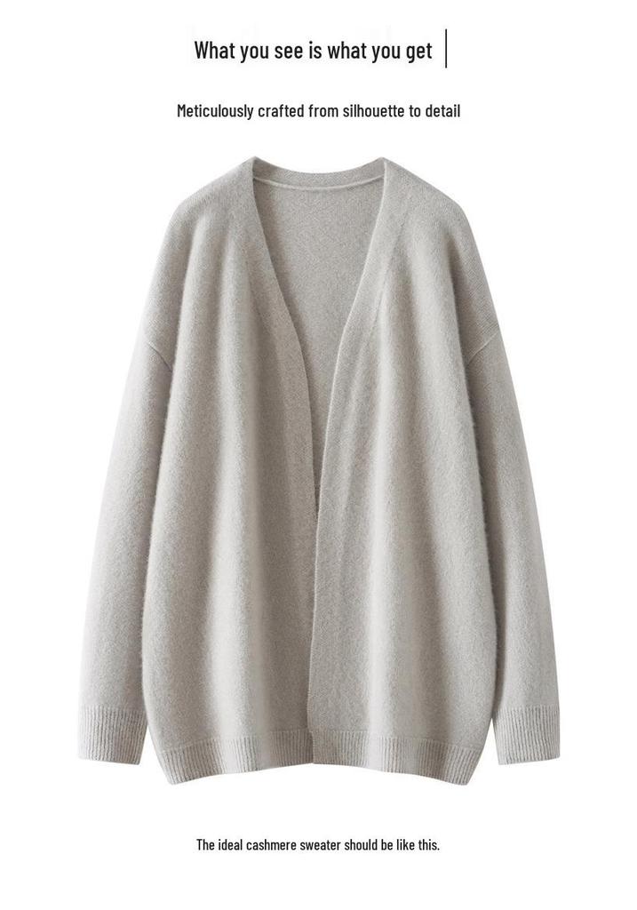 Autumn/Winter Elegant Solid Color Cashmere Women's Cardigan Coat