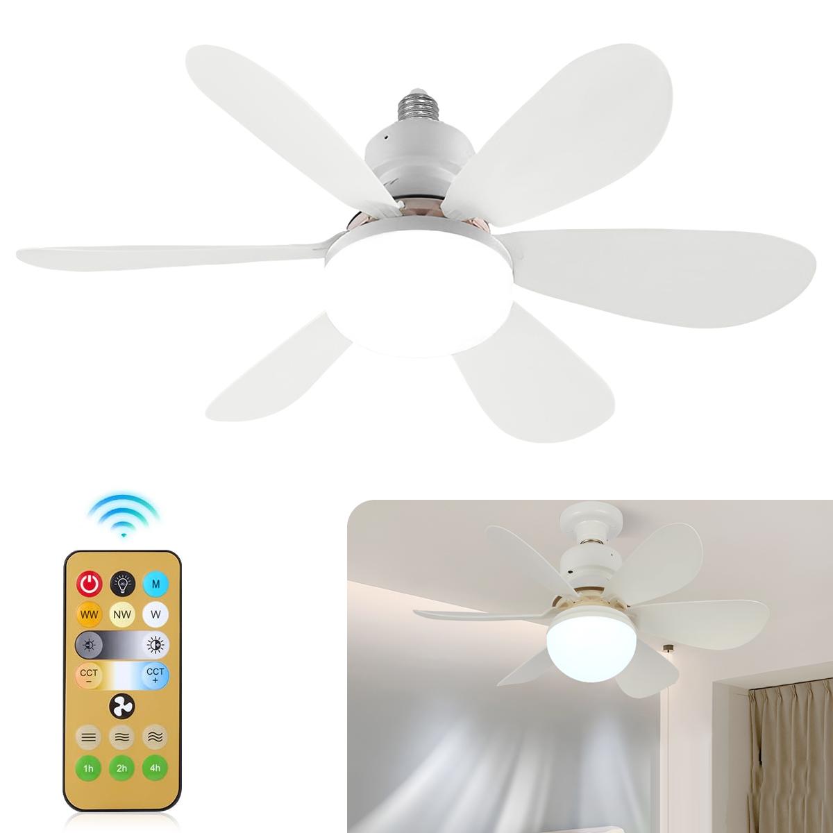 

40W Ceiling Fan Light LED E27 With Remote Control Dimming Suitable For Living Room Bedroom Kitchen And Home Use, 85-265V білий