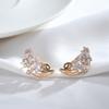 Fashion Natural Zircon Earrings Women  Rose Gold Color Banquet Symmetry Flower Earrings Statement Jewelry Crystal Gift
