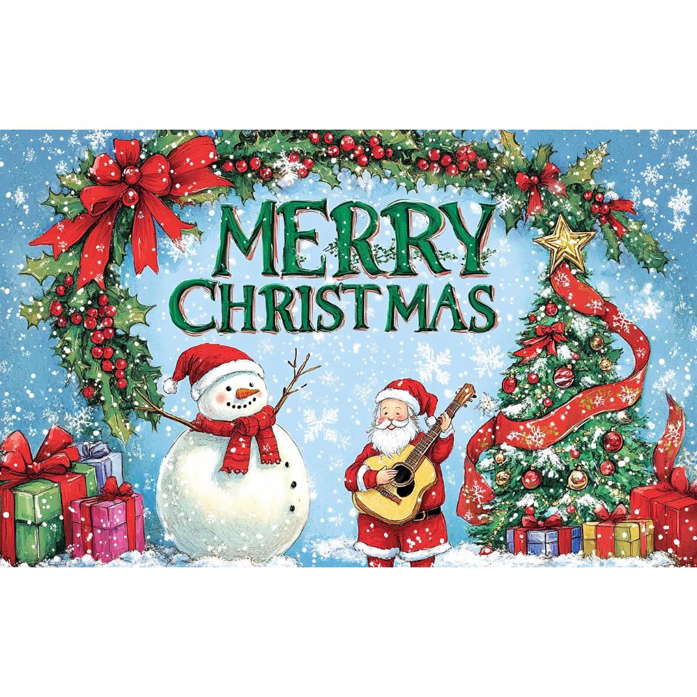 

Merry Christmas Winter Santa Snowman Background Cloth 2026 Xmas Party Decoration Supplies Home Photography Background Banner