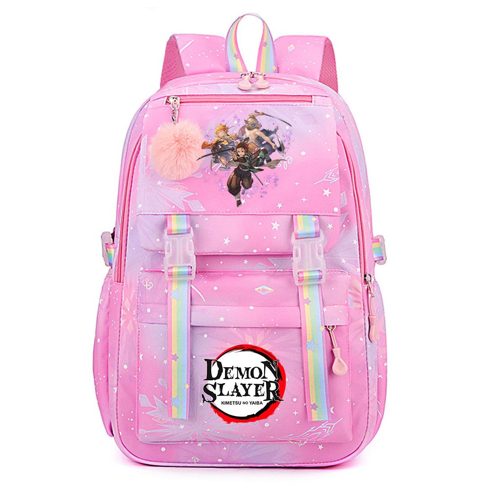 Cartoon Niedlich Dämonentöter Bedruckter Rucksack mit großem Fassungsvermögen für Teenager Schüler Rucksack Schultasche Reisetasche Geschenk