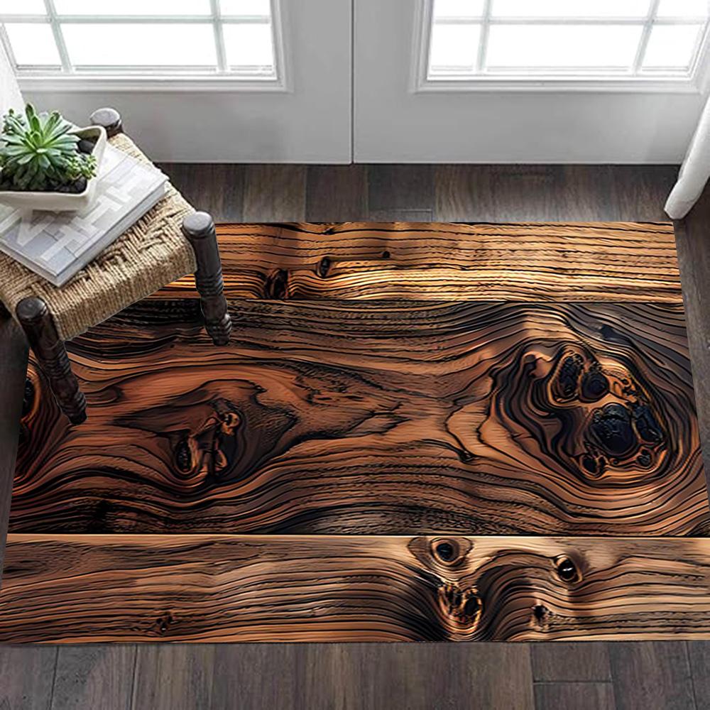 Wooden Wall Paneling Texture Decoration,Carpet,Living Room,Bedroom, Non-slip,Square rug