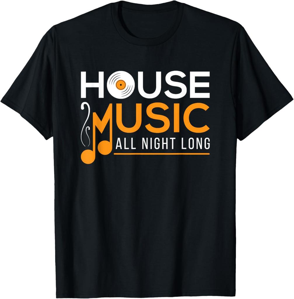 Deep House Music Art  Minimalist Design for DJ Raver EDM TShirt Cotton Printed Graphic T Shirts Vintage T Shirt Camisas