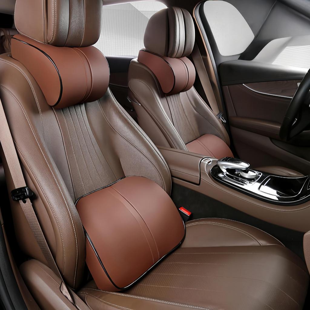 Car Leather Headrest Lumbar Cushion Memory Foam Neck Pillow Lumbar Pillow Car Lumbar Headrest Memory Foam Core