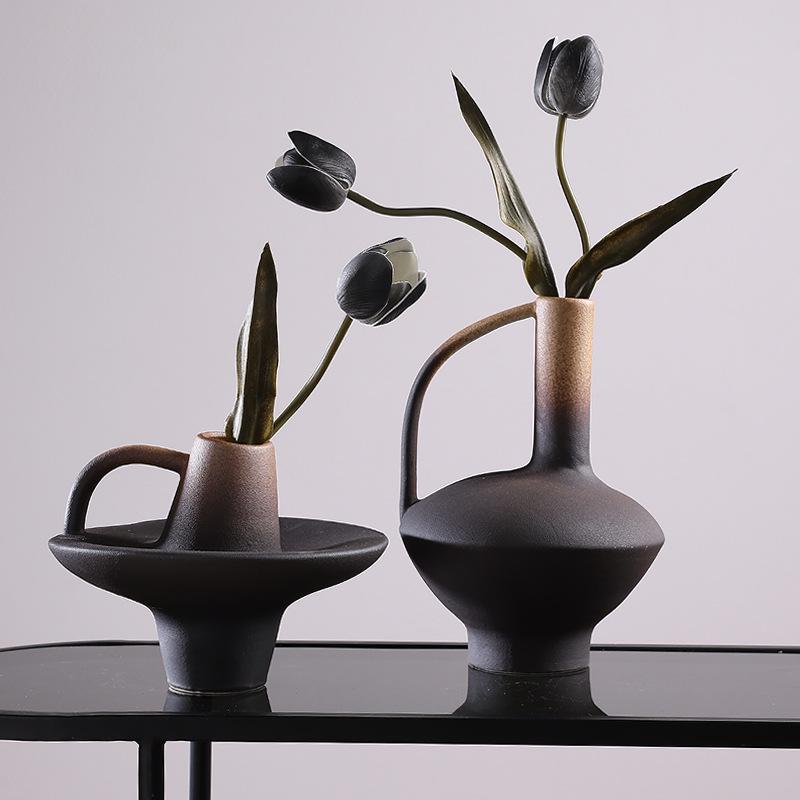 Blumenvase Retro Keramikflasche Ofen-verändert Farbverlauf Porzellangefäße Blumentopf Keramikvase Heimdekorationszubehör