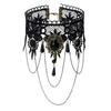 Adjustable Lace Choker Collar Gothic Necklace with Tassel Chain Crystal for Women Halloween Party Custume Vintage Choker