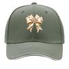 Champagne Satin Bow Pearl Rhinestone Coquette Ribbon Graphic Sandwich Baseball Cap Sun Cap Outdoor Workouts Hat