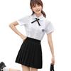 Taiwan JK School Uniform Set: White Shirt & Accordion Pleat Skirt, College Style for Summer Graduation