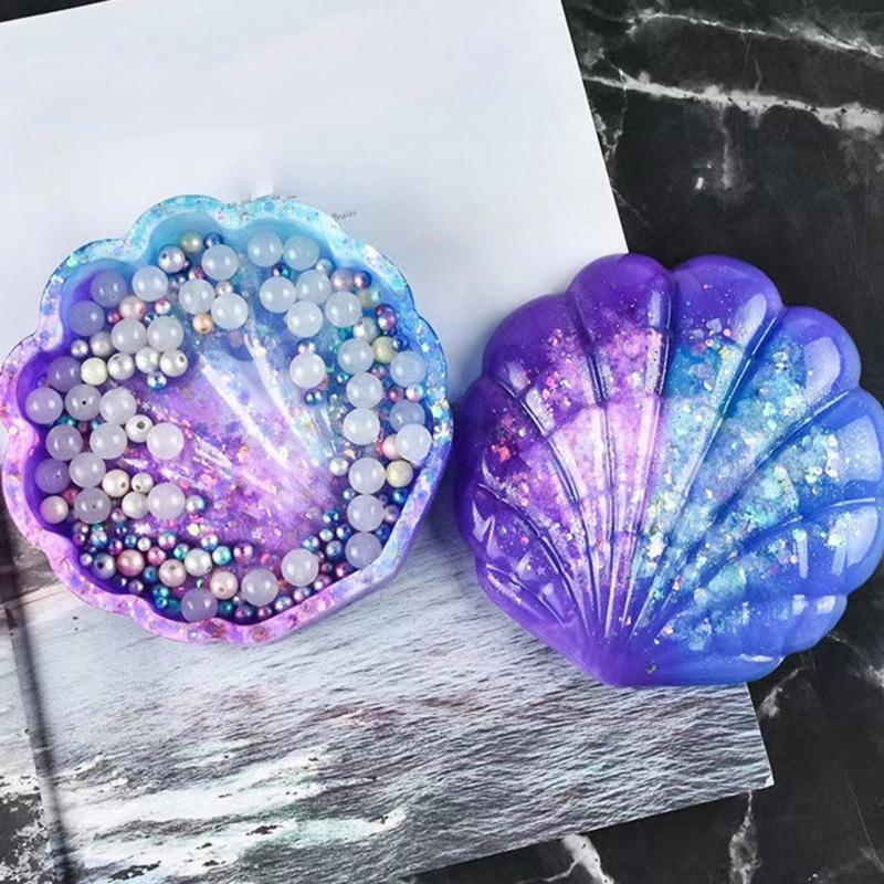 Seashell Resin Box Molds with Lids,3D Jar Silicone Mold,Trinket Storage Container Box Mold for Resin Casting Home Decor