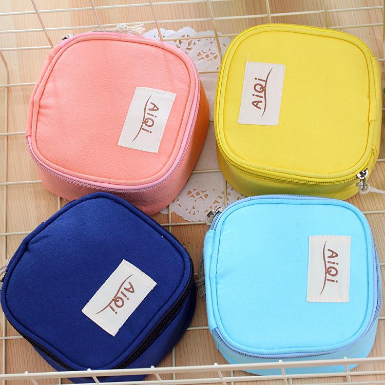 Small Candy Color Cotton Storage Bag Cosmetic Bag Sanitary Napkins Bags