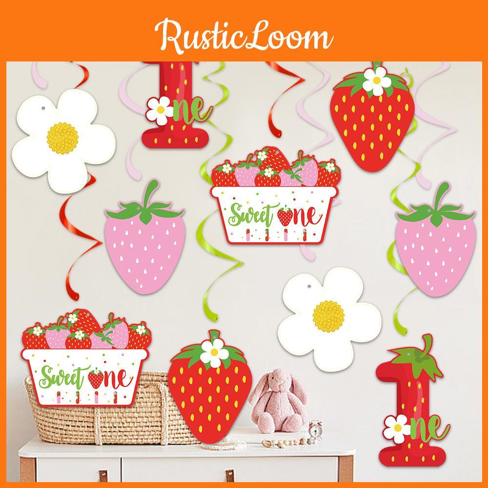 Strawberry Birthday Theme Party Decorations Spiral Hanging Decor For Setup Venue