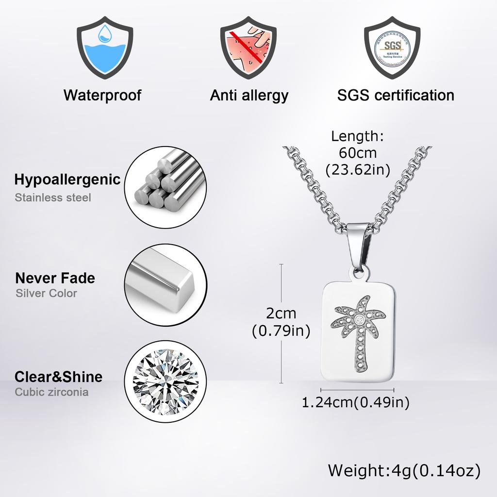 Stilvolle Herren-Mehrlagenkette, Wasserdichte Quadratische Metallkette aus Edelstahl mit Mini-Zirkonia, Hip-Hop Gestapelter Kragen Geschenk