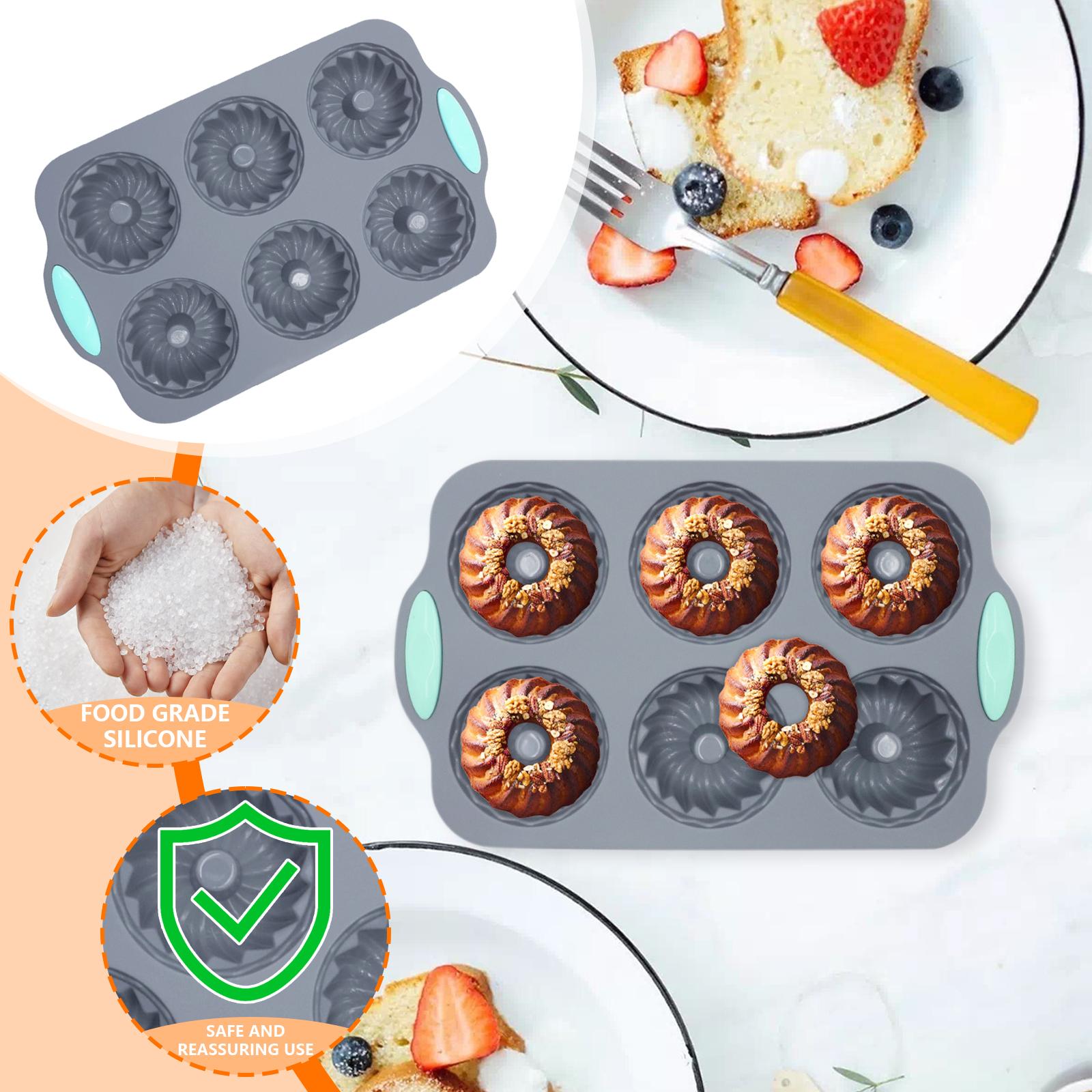 

Two Tone Six Hole Silicone Cake Mold, Handmade DIY Baking Cake, Pumpkin Cup, Jelly Pudding, Donut Mold One Size