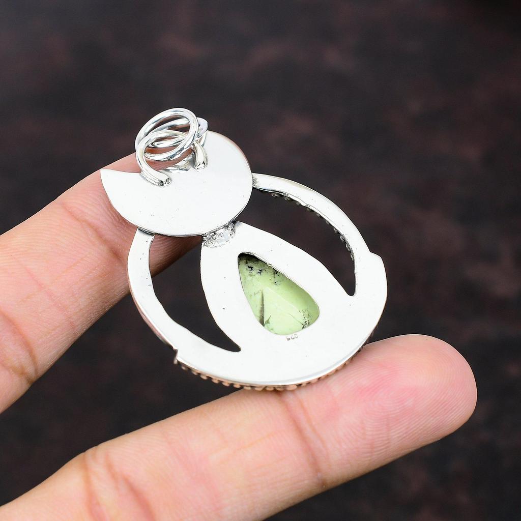 Lemon Chrysoprase Pendant Handmade Antique Jewelry 925 Sterling Silver Pendant Ethnic Jewelry Gemstone Pendant Gift For Women Unique Pendant
