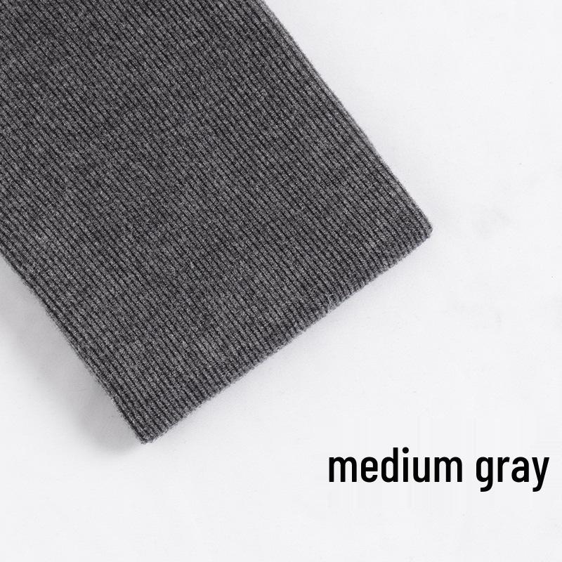 Women's Gray Slim Fit Cotton Leggings - 2025 New Warm Plus Velvet for Autumn/Winter