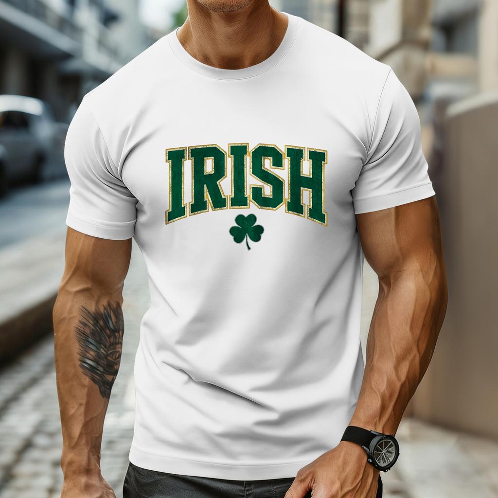 Men's Holiday Print Round Neck Short Sleeve Top Casual Sports Top