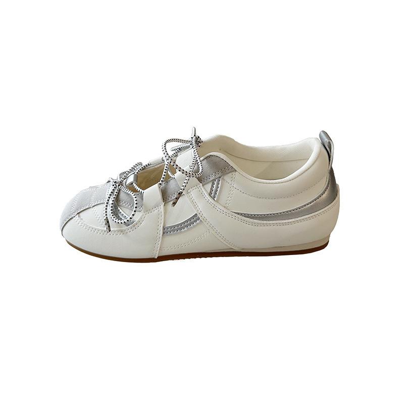 Mary Jane Ballet 5cm Jurchen single wind shoes casual shoes sweet sister leather sports Korean version inner height increase silver German trai